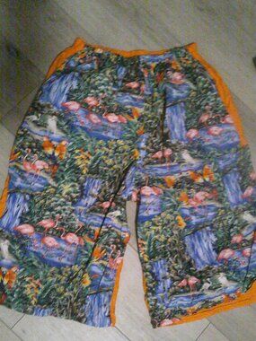 Unisex Large Tropical Print Elastic Waist Shorts-Homemade-Unique!